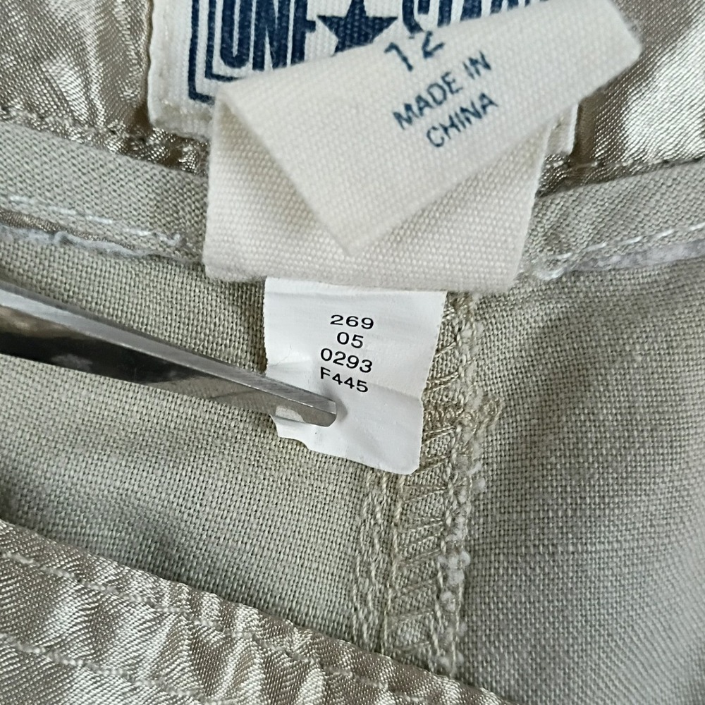 Converse One Star Shorts Women 12 Khaki Tan Good Satin Trim Linen Blend Casual - Picture 4 of 12